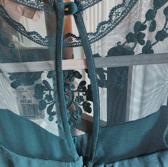 NWT Forever 21 Teal Dress with Lace Detail - Picture 6 of 6